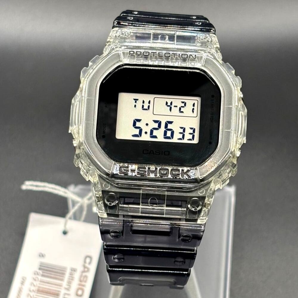 Casio G-Shock DW5600SK-1 Skeleton Clear Resin Digital Unisex Retro Watch NIBWT